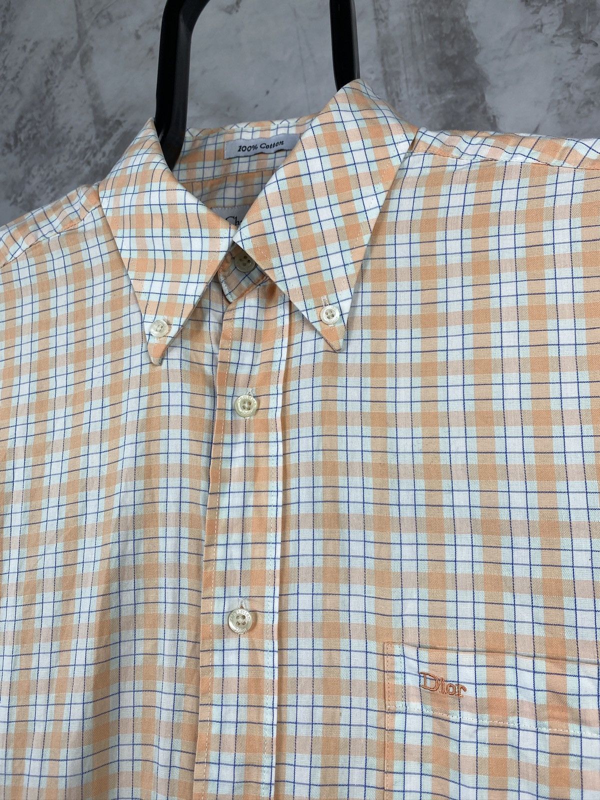 Dior Christian Dior checkered shirt embroidered logo on chest Size US M / EU 48-50 / 2 - 3 Thumbnail