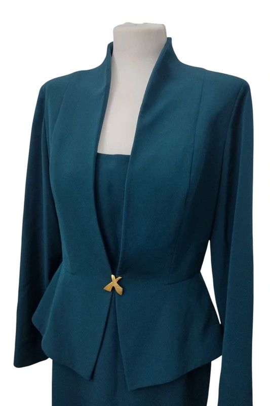 Evan Picone Vintage EVAN-PICONE Emerald Peplum Dress 80s90s MobWife Size L / US 10 / IT 46 - 2 Thumbnail