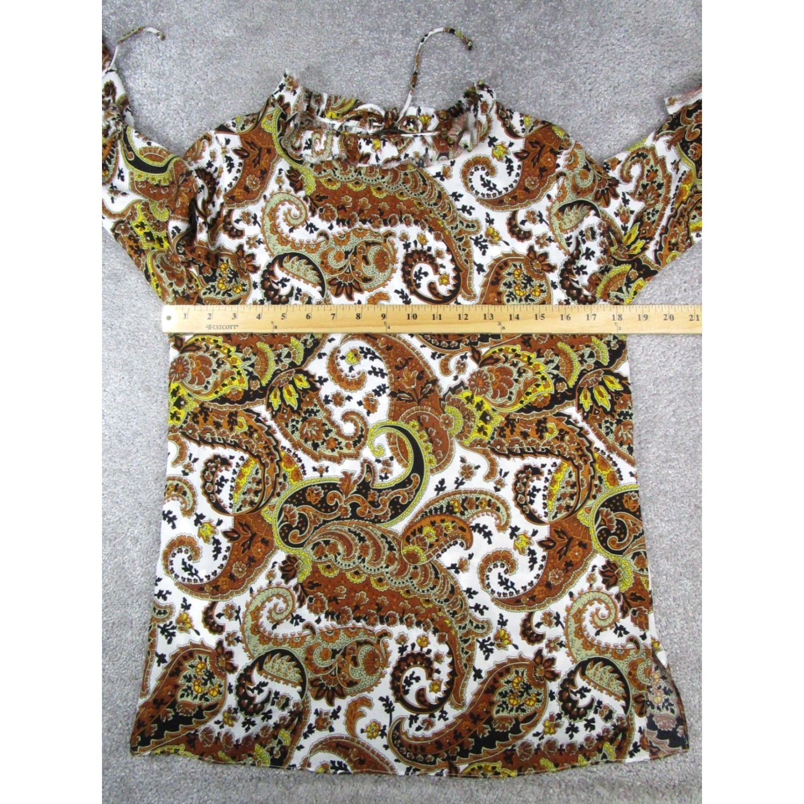 KOBI HALPERIN VINTAGE Kobi Halperin Silk Tunic Shirt Womens XS Long Sleeve Paisley Brown Yellow White 90s Dress Blouse Size XS / US 0-2 / IT 36-38 - 5 Thumbnail