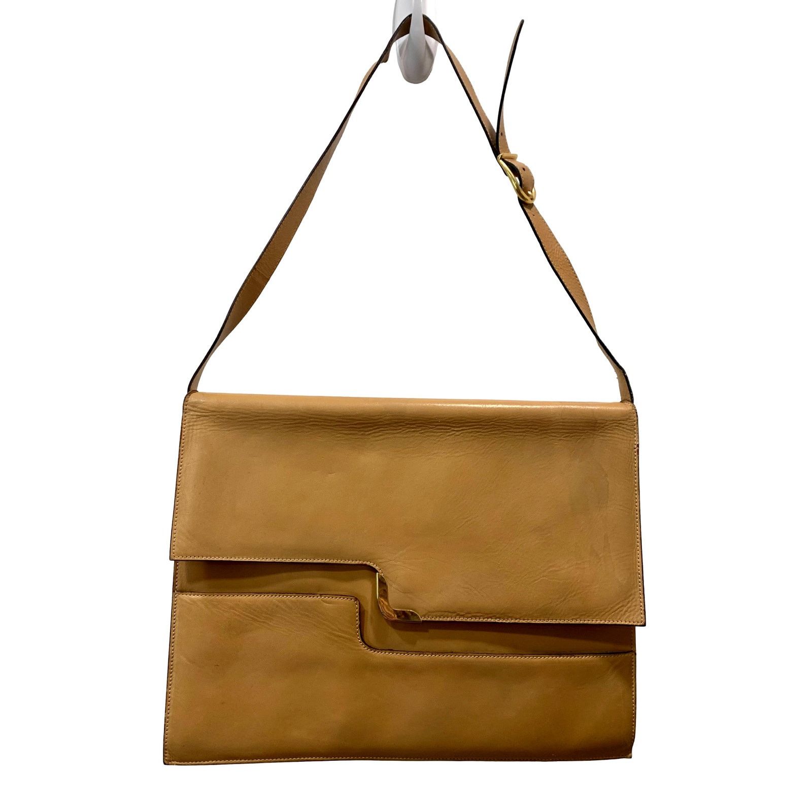 Genuine Leather × Vintage Vintage 70s Camel Leather Attache Shoulder Bag Briefcase Size ONE SIZE - 8 Thumbnail