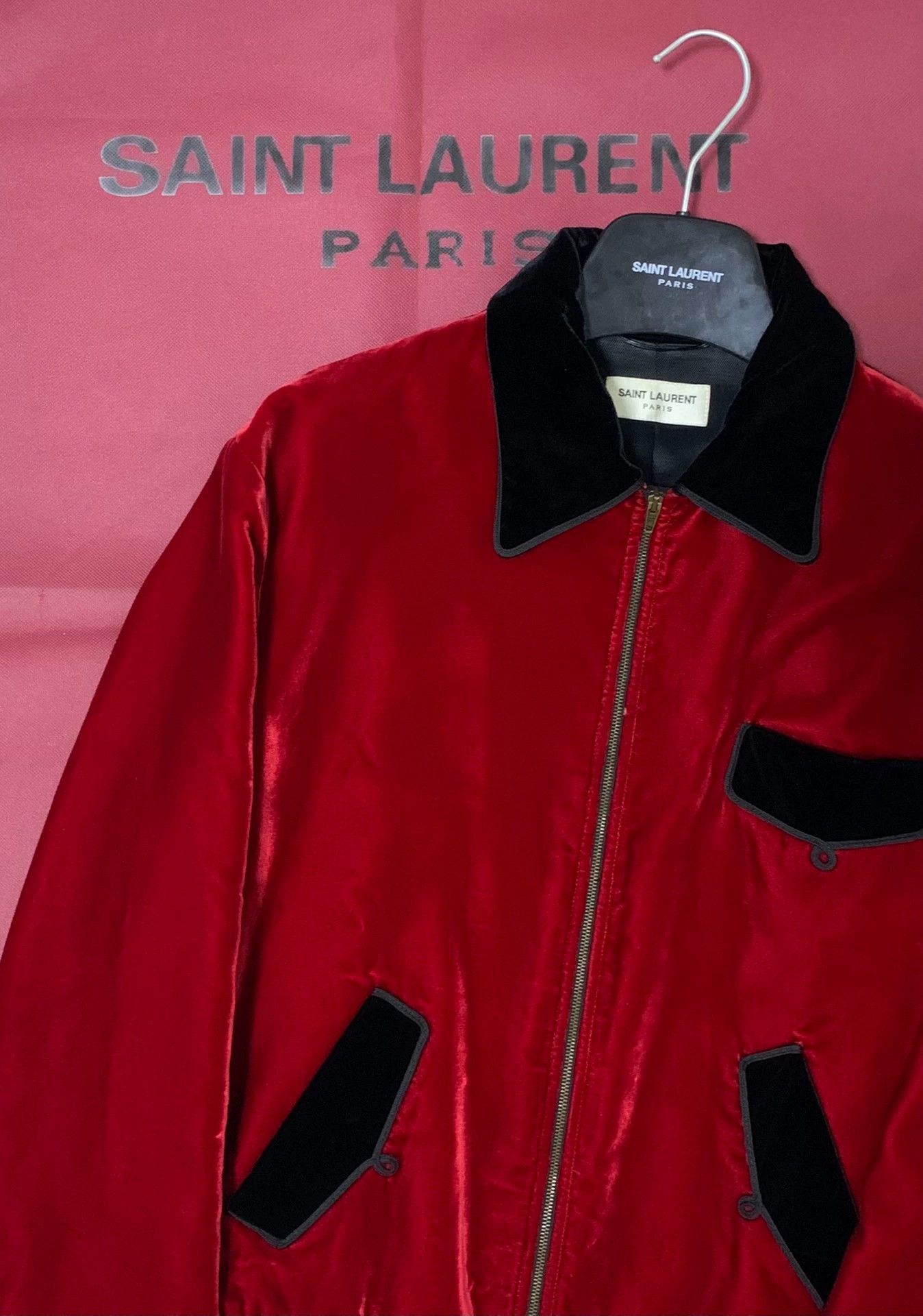 Saint Laurent Paris Saint Laurent SLP 16FW Runway Red Velvet Court Jkt Size US M / EU 48-50 / 2 - 7 Thumbnail