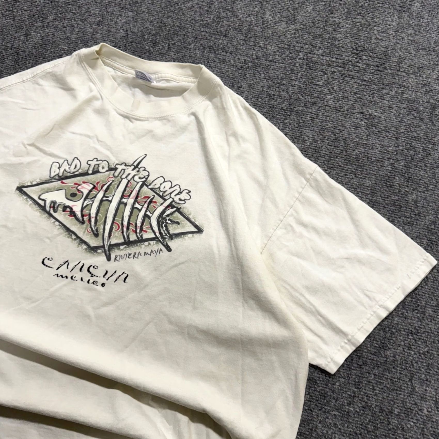 Bones VINTAGE Bad to the Bone T-shirt Men 2XLT White Y2K Grunge Distressed Stained VTG Vintage Shirt Mens 2XL Tall Size US XXL / EU 58 / 5 - 2 Thumbnail