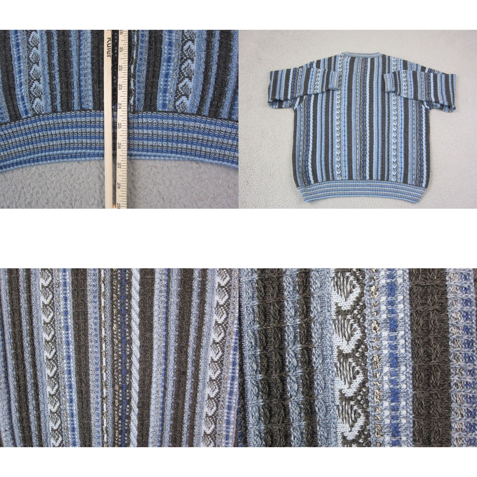 Jim Thompson VINTAGE Norm Thompson Sweater Mens M Blue Striped Knit Wool Crew Neck Pullover Italy 80s 90s Mens Size US M / EU 48-50 / 2 - 8 Thumbnail