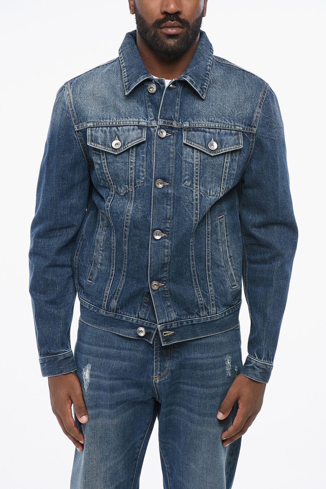 Brunello Cucinelli og1mm0725 Dark Washed Jacket in Blue Size US S / EU 44-46 / 1 - 1 Thumbnail