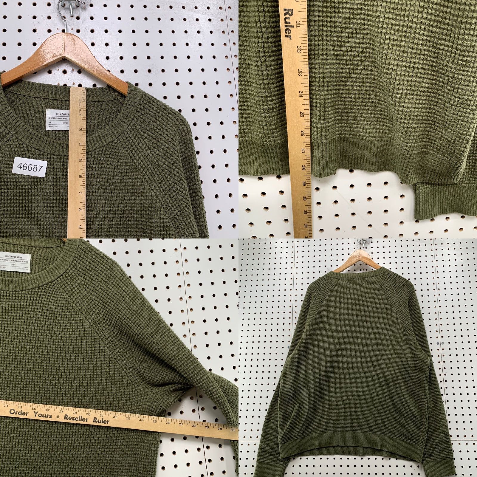 Vintage REI Cooperative Guide Sweater Mens Large Green Waffle Knit Heavyweight Casual Winter Mens Size US L / EU 52-54 / 3 - 8 Thumbnail