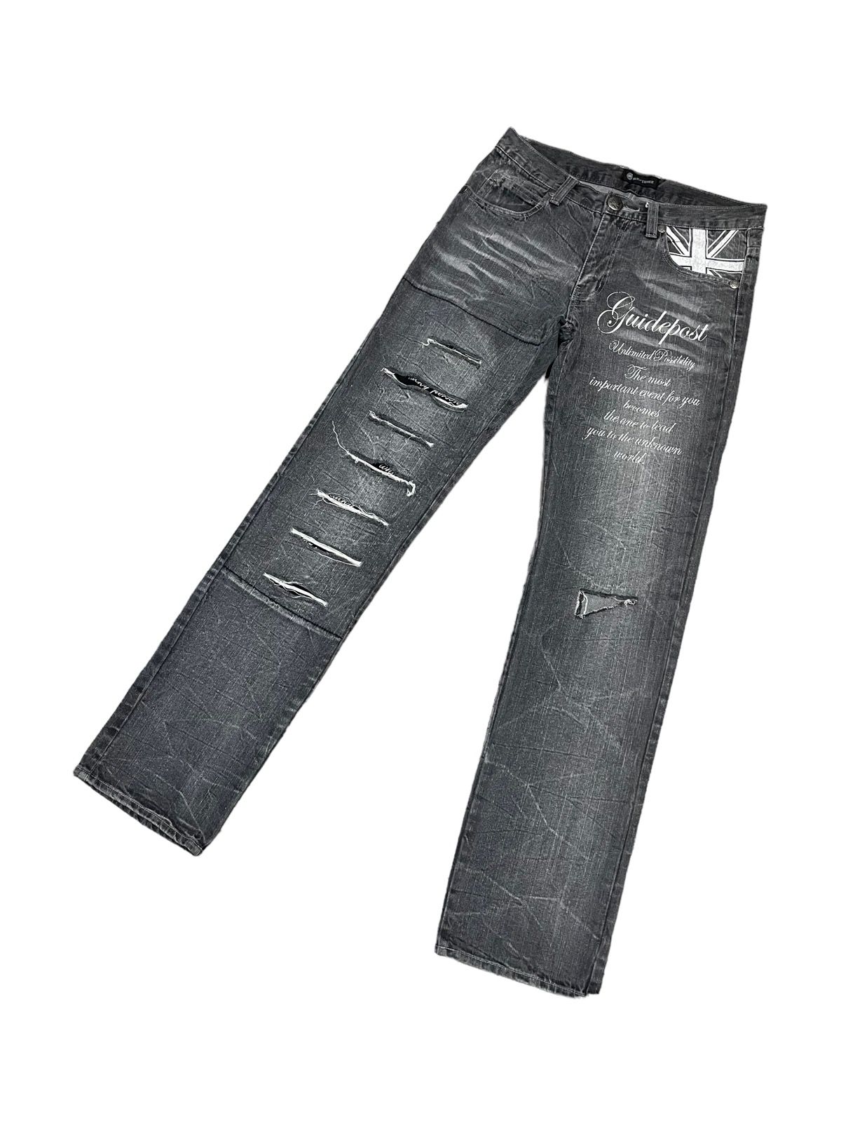 Pre-owned Roots X Vintage Root Three Skull Distressed Jeans ! Design In Grey