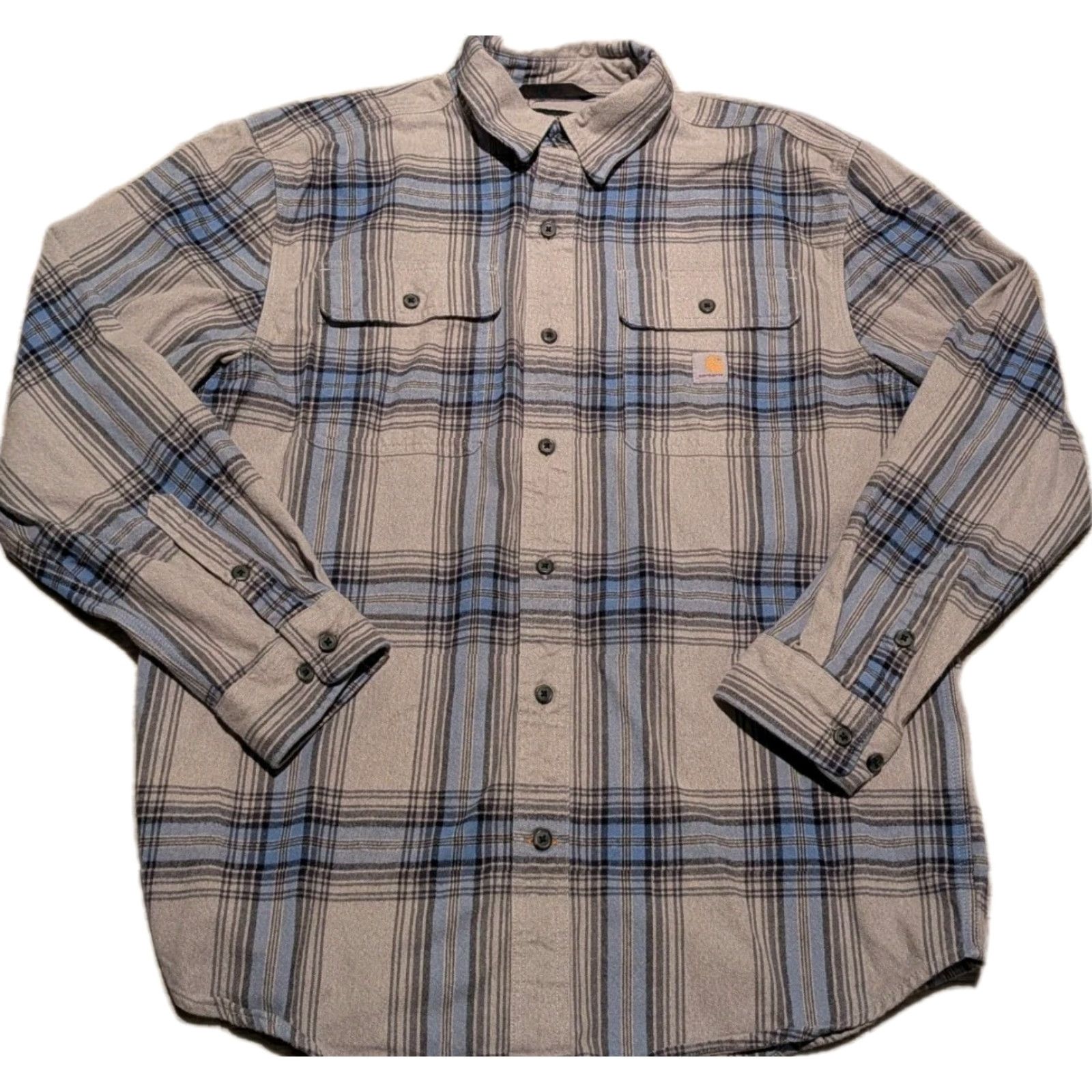 Carhartt VINTAGE Carhartt Loose Fit Heavyweight Flannel Mens L/S Shirt M Plaid Blue Gray 105947 Size US M / EU 48-50 / 2 - 2 Thumbnail