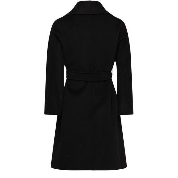 Max Mara MAX MARA Messi Belted Wool Black Long Coat New & Authentic ( Size XS / US 0-2 / IT 36-38 - 2 Thumbnail