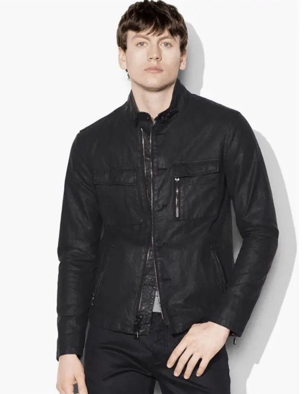 John Varvatos Coated Linen Moto jacket. 54 Size US L / EU 52-54 / 3 - 7 Thumbnail