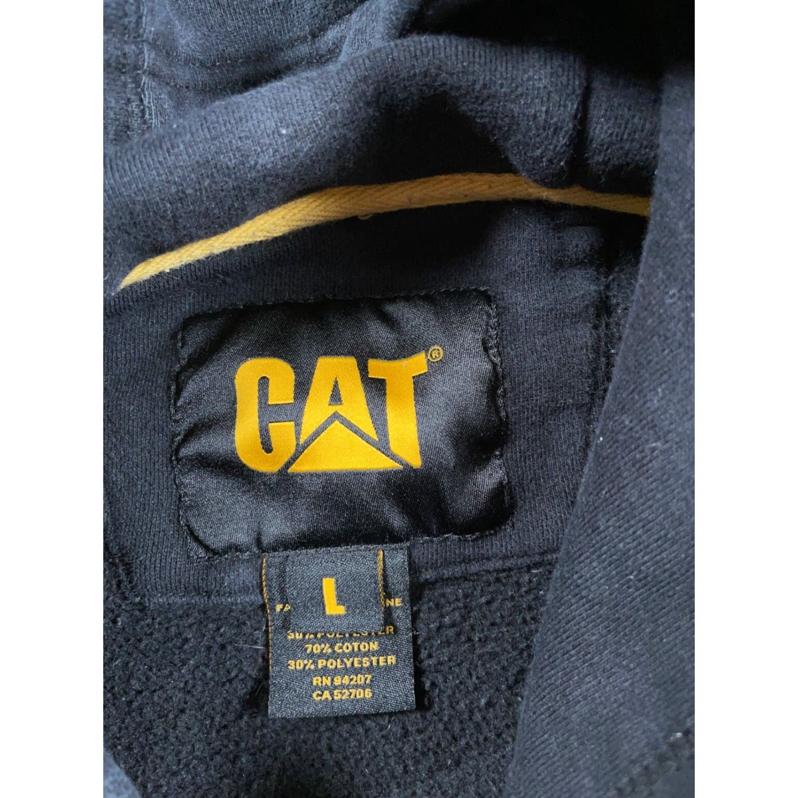 Vintage CAT Caterpillar Hoodie Adult Large Black Sweatshirt Embroidered Heavyweight Size US L / EU 52-54 / 3 - 4 Thumbnail