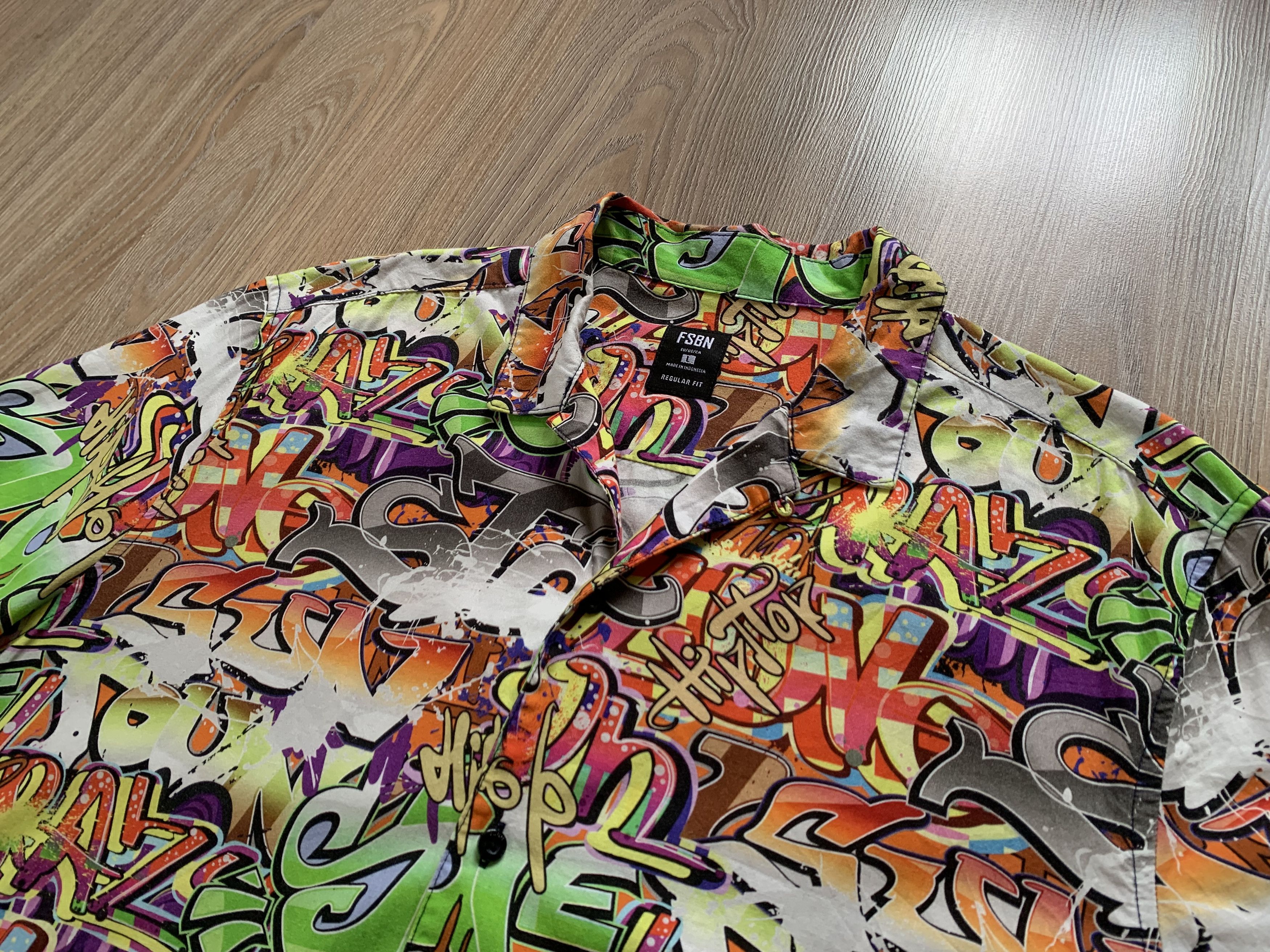 Other Fishbone Graffiti Printed Hawaiian Shirt Size US L / EU 52-54 / 3 - 4 Thumbnail