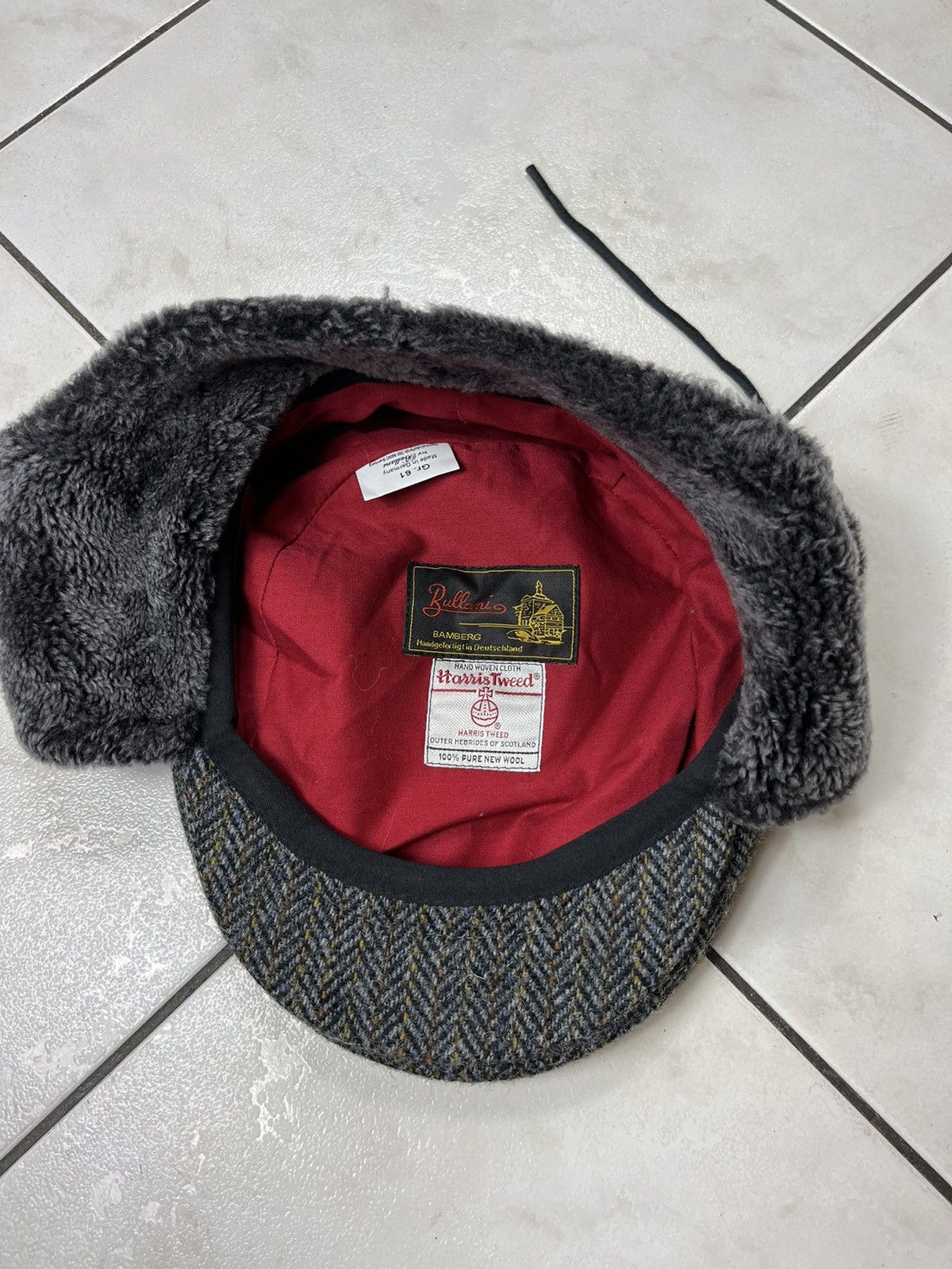 Designer × Harris Tweed × Vintage Bullani Harris Tweed wool winter insulated flat hat beret Size ONE SIZE - 7 Thumbnail