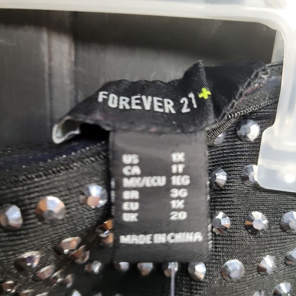 Forever 21 Forever 21, tube top, zips back, black w/diamond studs 1X Size XL / US 12-14 / IT 48-50 - 3 Thumbnail