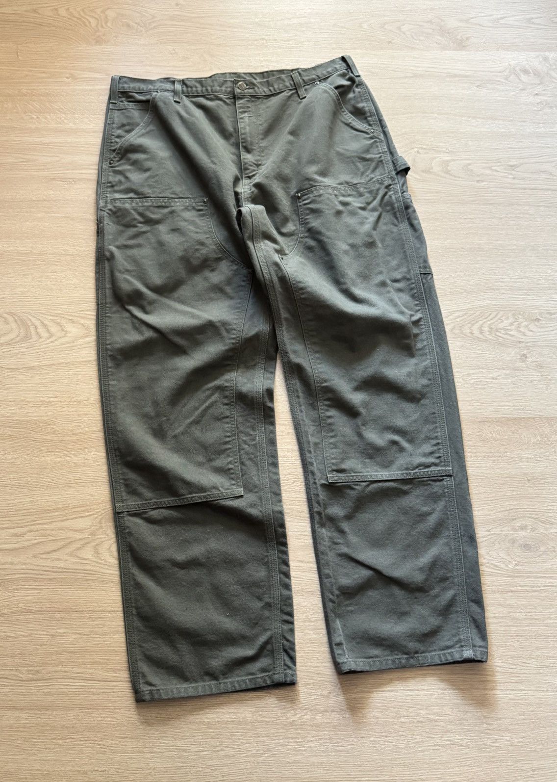 Vintage Carhartt Double Knee Green Moss Loose Fit Work Pants