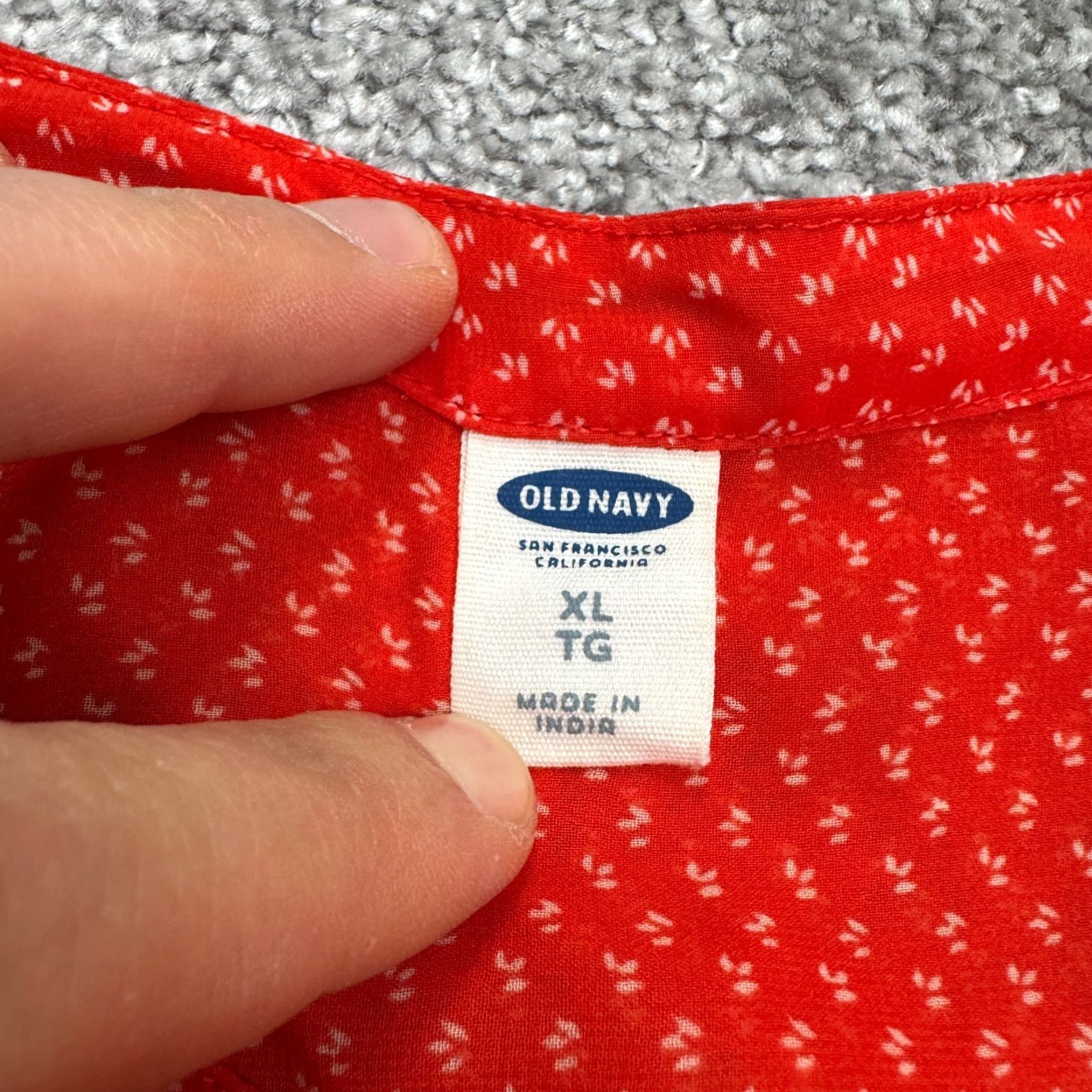 Old Navy Old NavyButton DownShirt Blouse Womens XL Red Micro FloralChiffon Casual Top Size XL / US 12-14 / IT 48-50 - 6 Thumbnail