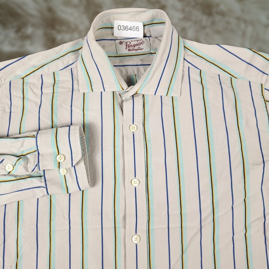 Original Penguin Original Penguin Shirt Mens Size Large Beige Striped Casual Button-Up Long Sleeve Size US L / EU 52-54 / 3 - 1 Thumbnail