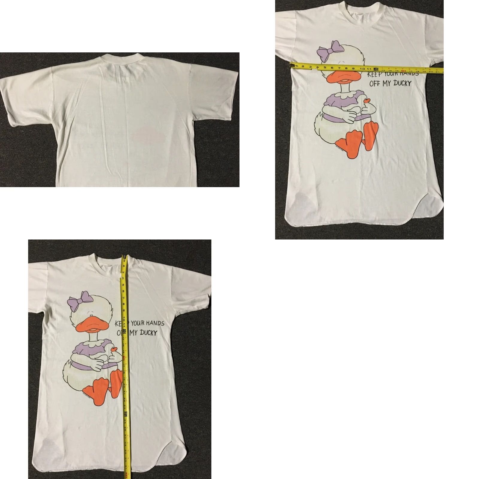 Etro VINTAGE Hands Off My Duck T-Shirt Unisex Adults One Size White 80s 90s Cartoon Joke Funny USA Mickey Mouse Looney Tunes Kaycee Designs Size US M / EU 48-50 / 2 - 9 Thumbnail