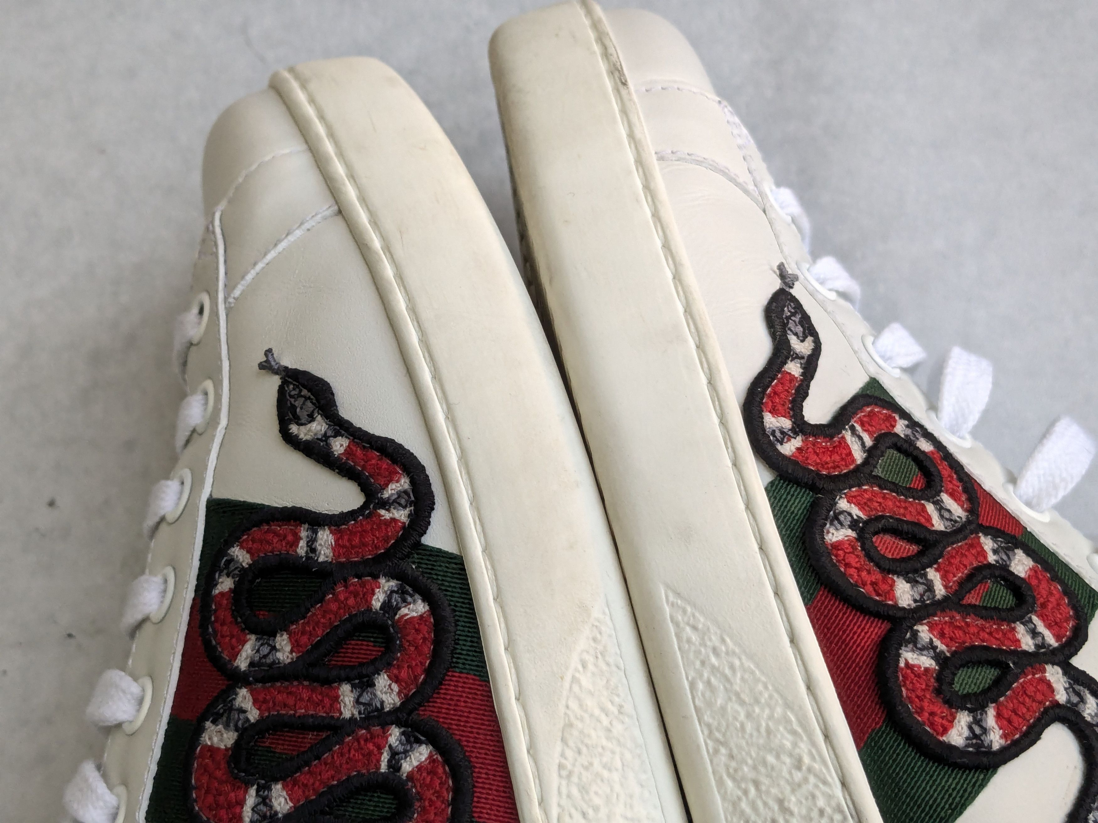 Gucci Gucci Ace Sneakers Snake 10 White Low Tops Leather Size US 10 / EU 43 - 9 Thumbnail