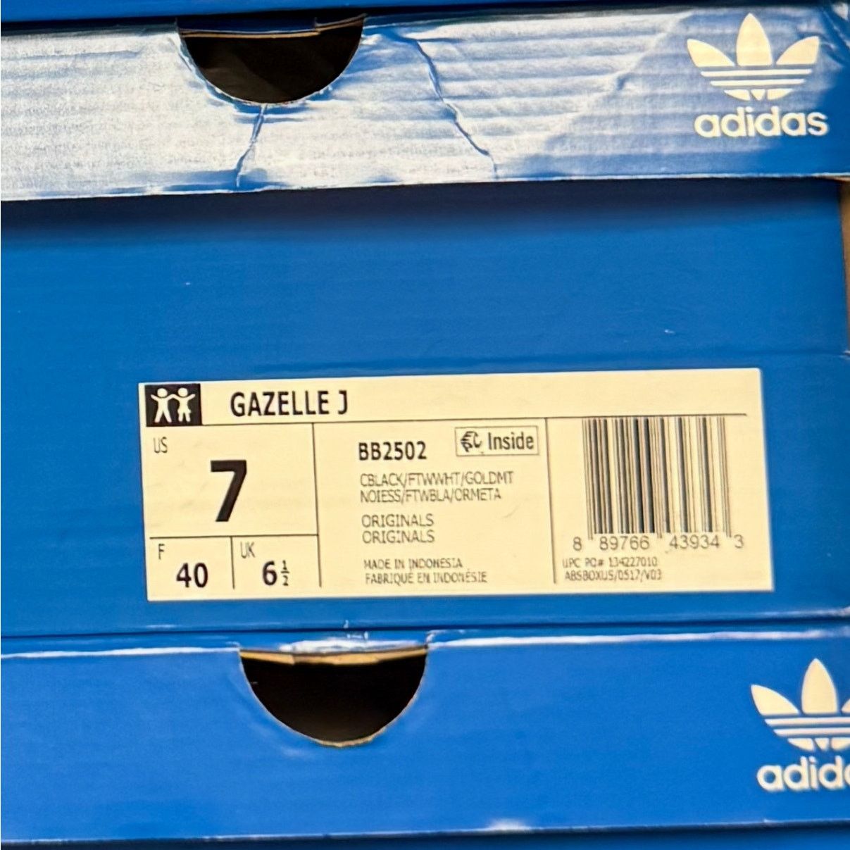 Adidas ADIDAS Original Kids' 7 CORE BLACK Gazelle Suede Blk BB2502 Size US 7 / IT 37 - 8 Thumbnail
