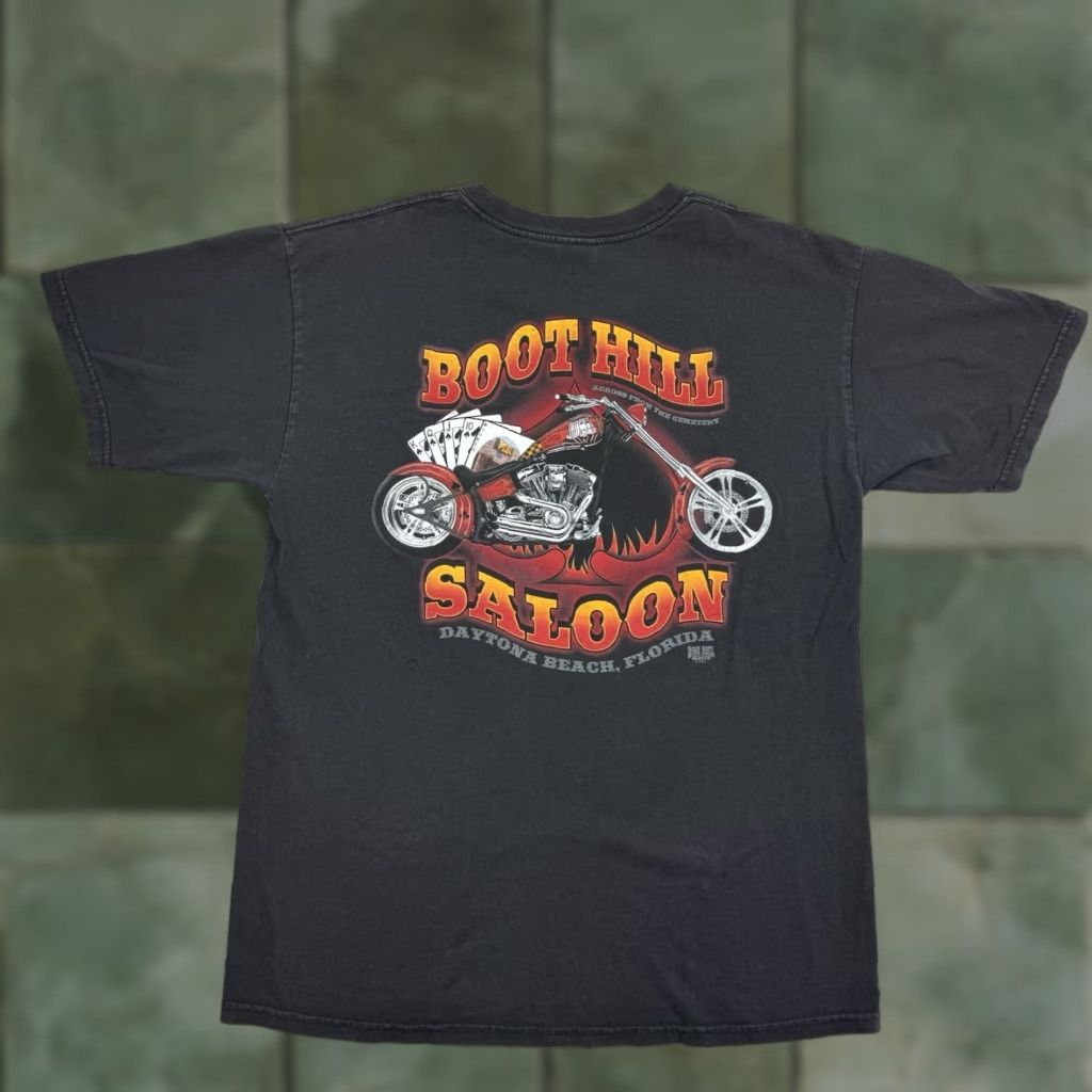 Gildan VINTAGE Boothill Saloon T Shirt Adult Large Biker Motorcycle 90s Y2K 2002 Black Mens Regular Fit Gildan Brand Size US L / EU 52-54 / 3 - 1 Thumbnail
