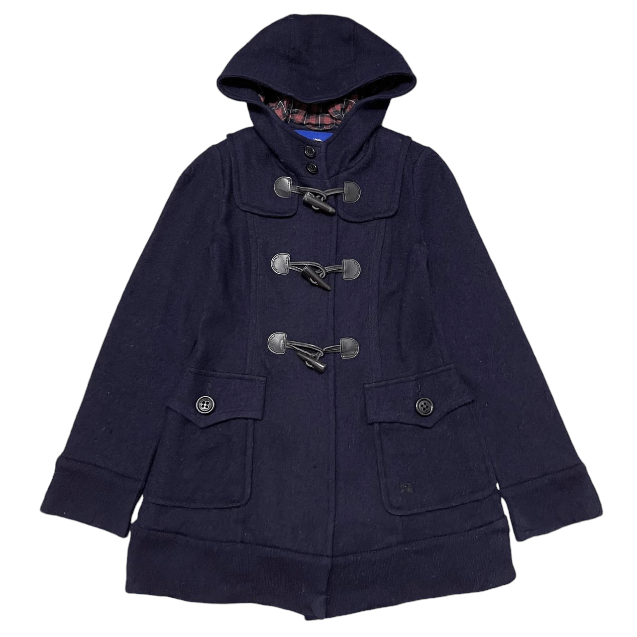 Vintage Burberry Blue Label Wool Duffle Hooded Coat