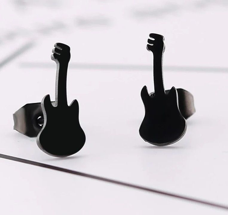 Jewelry Instrument Guitar Mini Stud Earrings Charm Earring Gift Size ONE SIZE - 1 Preview