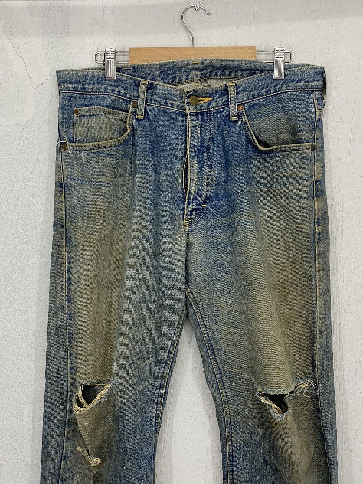 If Six Was Nine × Lee × Vintage Lee Distressed Crazy Thrash Mud Washed Straight Cut Size US 32 / EU 48 - 2 Thumbnail