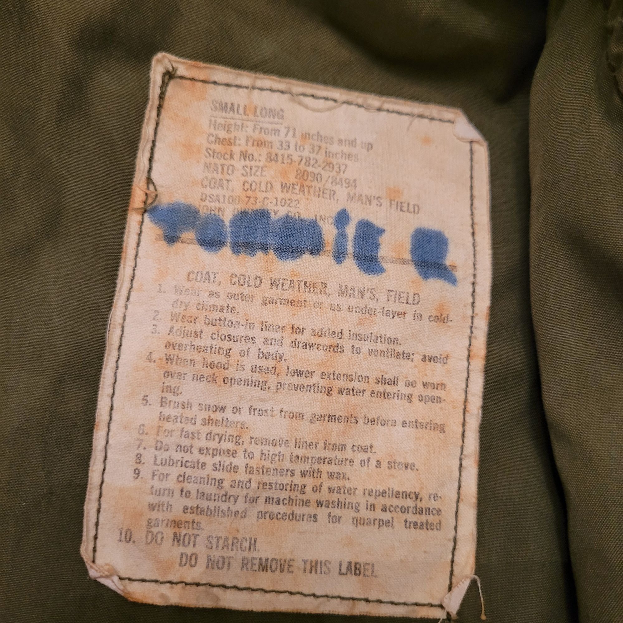 Other US Army M65 Cold Weather Field Coat Green S Long Vietnam 60s Size US S / EU 44-46 / 1 - 3 Thumbnail
