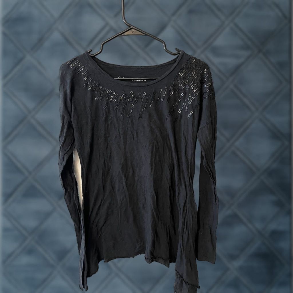 Calvin Klein Calvin Klein Jeans Shirt Women M Black Sequin Long Sleeve Round Neck Shirt Size M / US 6-8 / IT 42-44 - 1 Thumbnail
