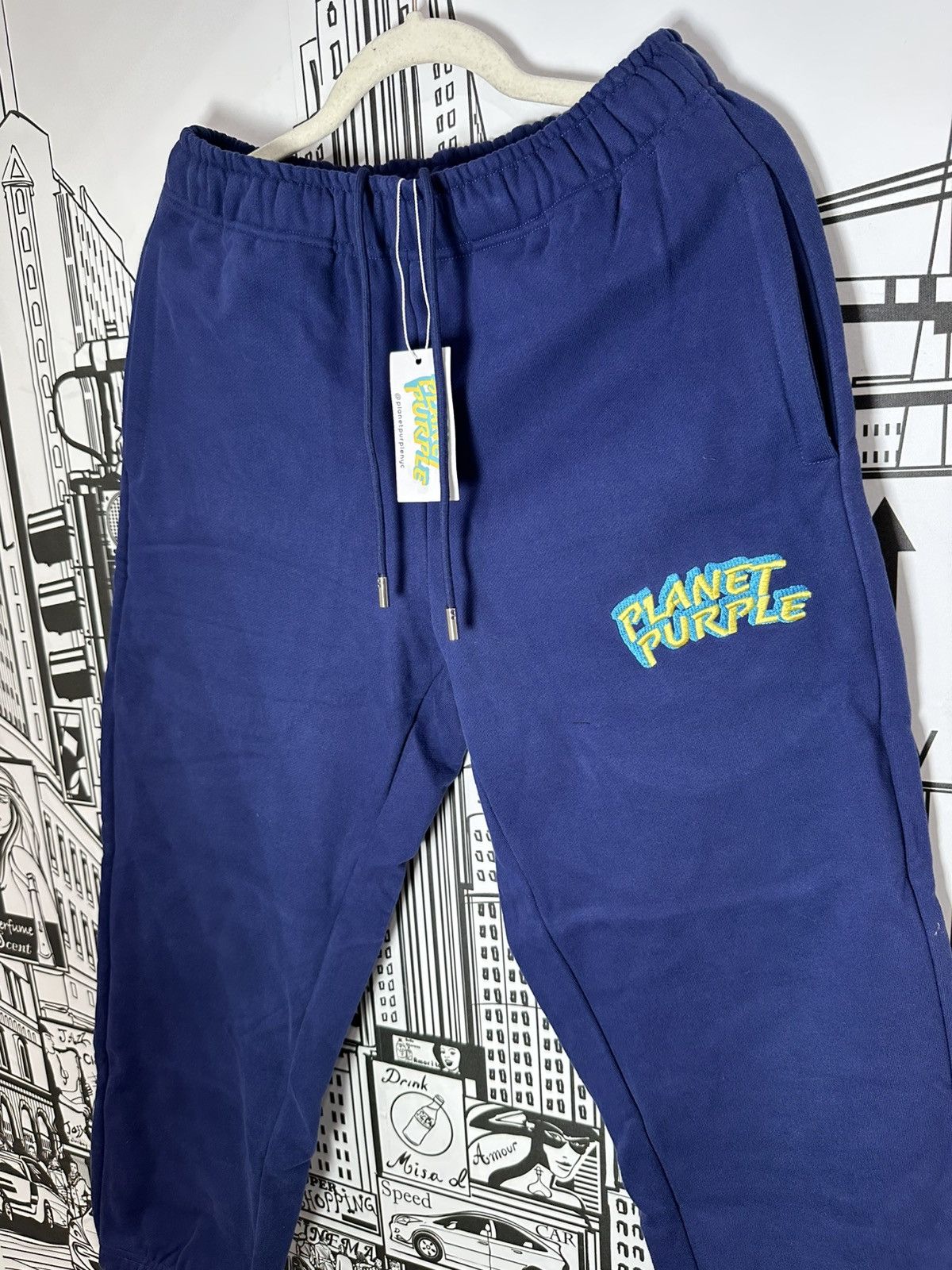 Other Planet Purple Stacked Logo Sweatpants Medium Blue Size US 32 / EU 48 - 3 Thumbnail