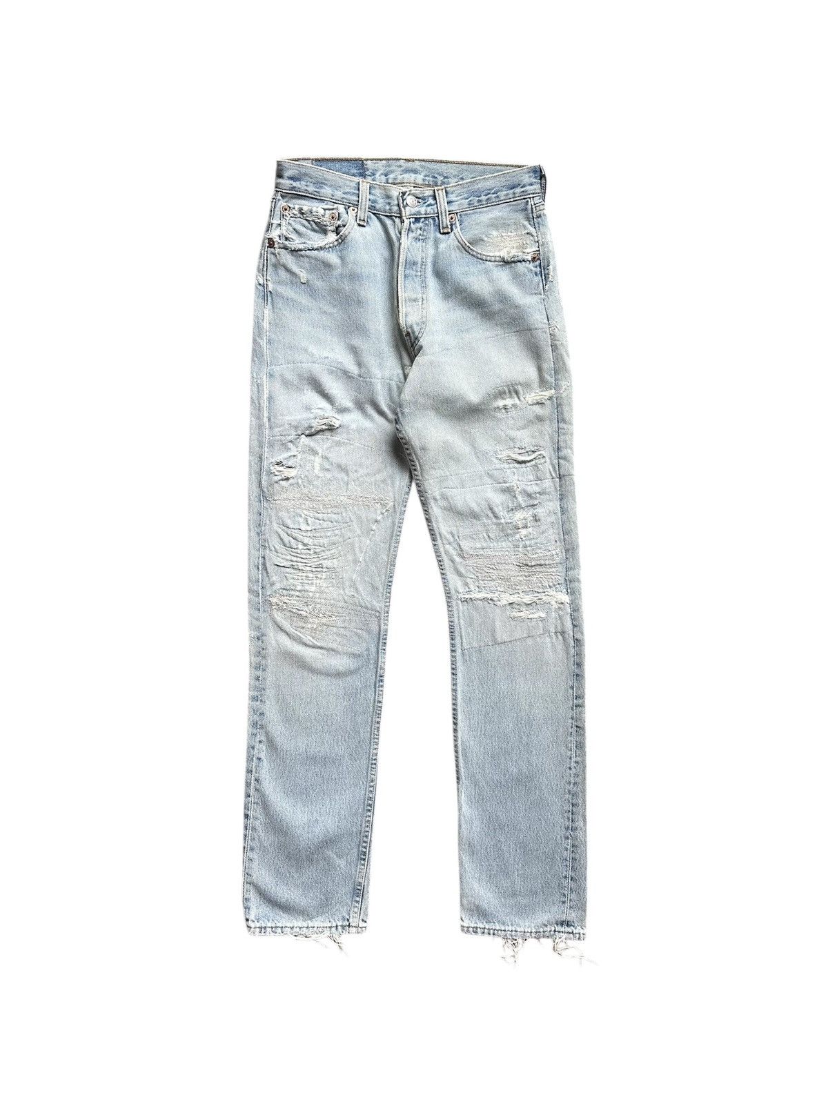 Levi's Levi's 501 repaired/stitched/sashiko distressed jeans Size US 28 / EU 44 - 1 Thumbnail