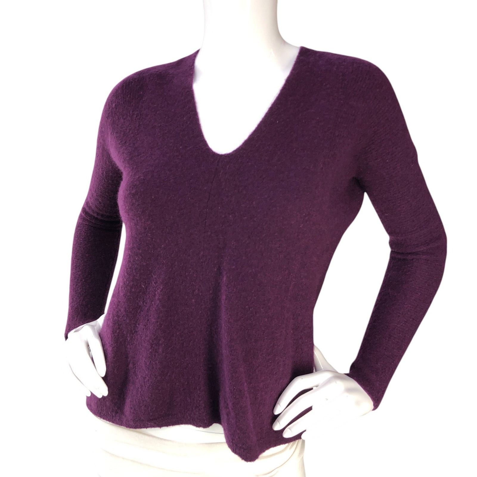 Vince Vince Sz S Sweater Double V Neck Wool Cashmere Blend Purple Size S / US 4 / IT 40 - 1 Thumbnail
