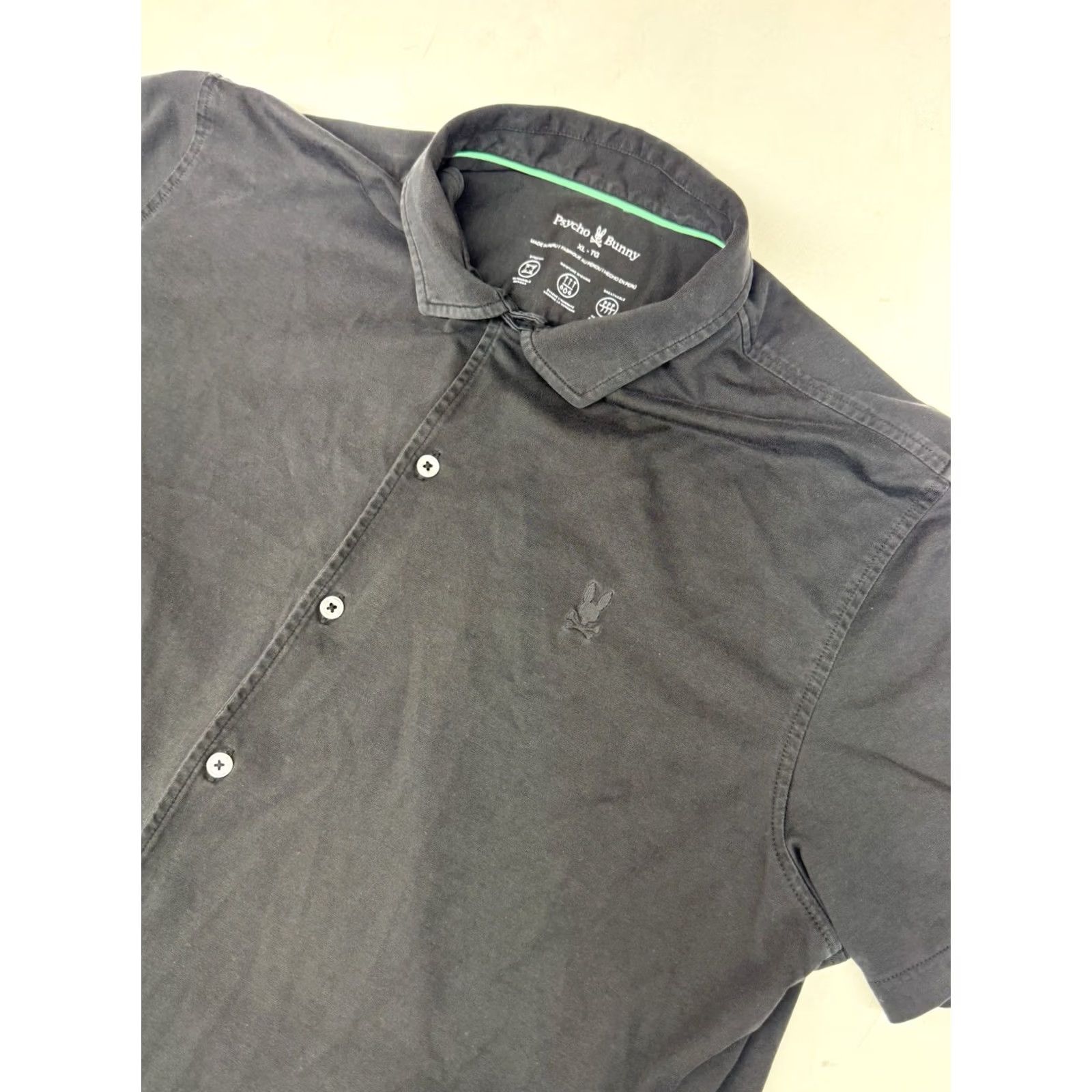 Psycho Bunny Psycho Bunny Shirt Mens XL Black Short Sleeve Button Up Collared Comfort Stretch Size US XL / EU 56 / 4 - 2 Thumbnail