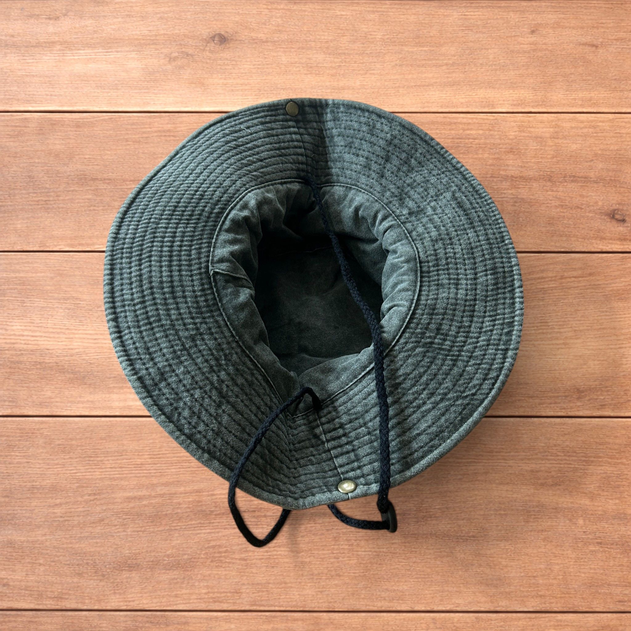 Japanese Brand Vintage style denim fishermans boonie hat in khaki green. Size ONE SIZE - 5 Thumbnail