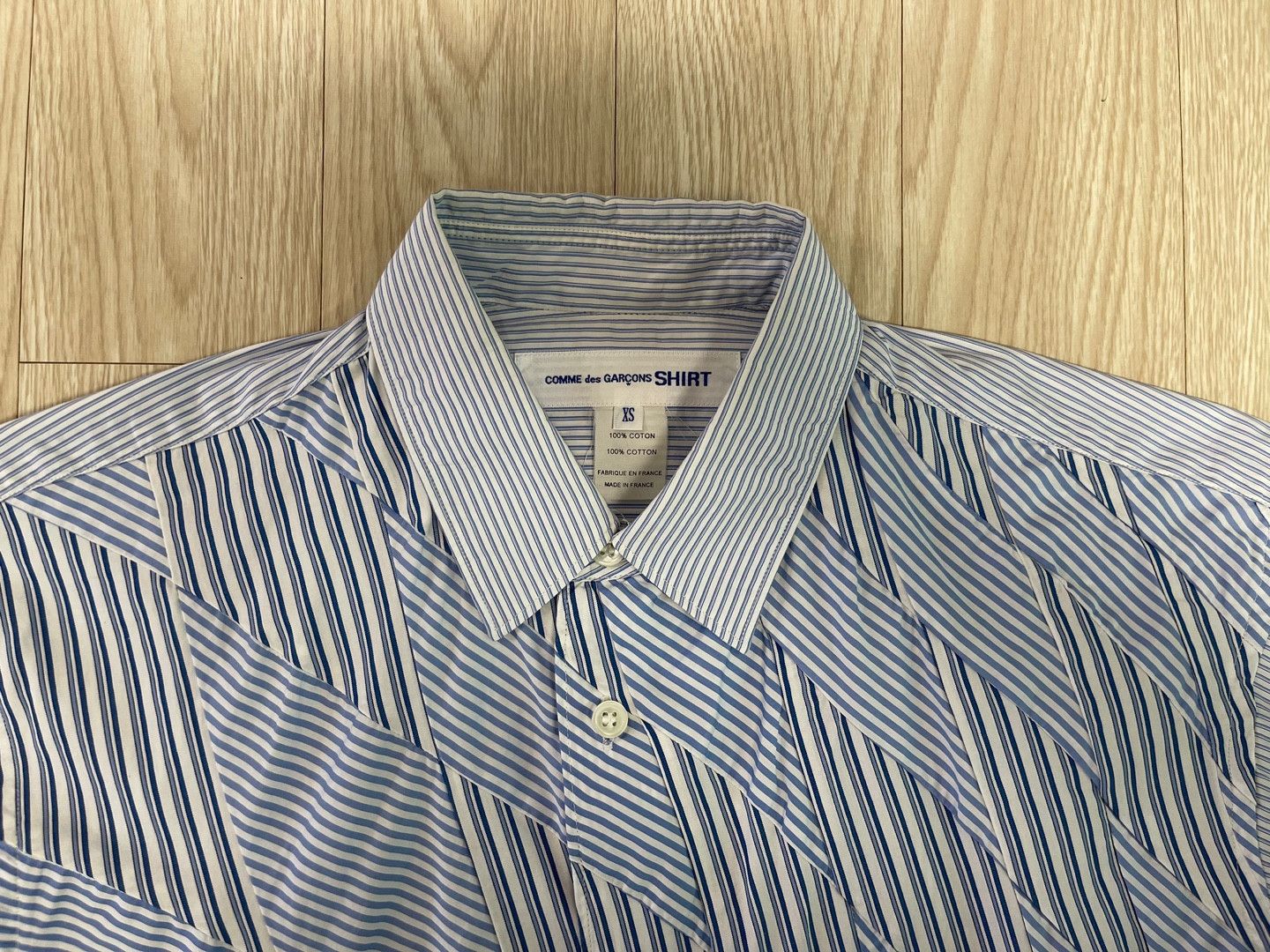 Comme des Garcons SHIRT COMME des GARCONS SHIRT Twisted Blue Stripe Shirt AD2015 Size US M / EU 48-50 / 2 - 2 Thumbnail