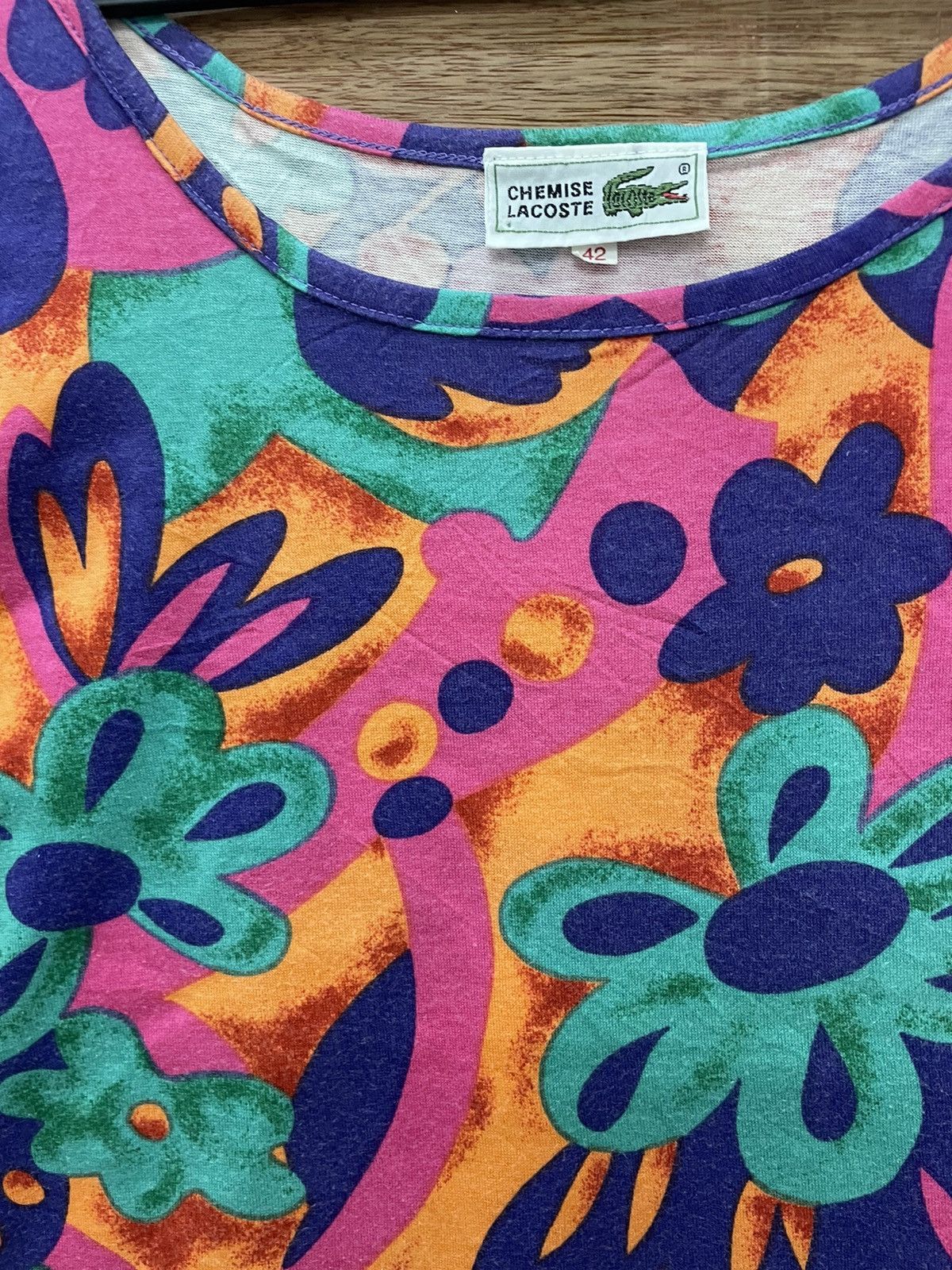 Lacoste × Vintage VINTAGE 90s CHEMISE LACOSTE FLORAL DRESS Size M / US 6-8 / IT 42-44 - 3 Thumbnail