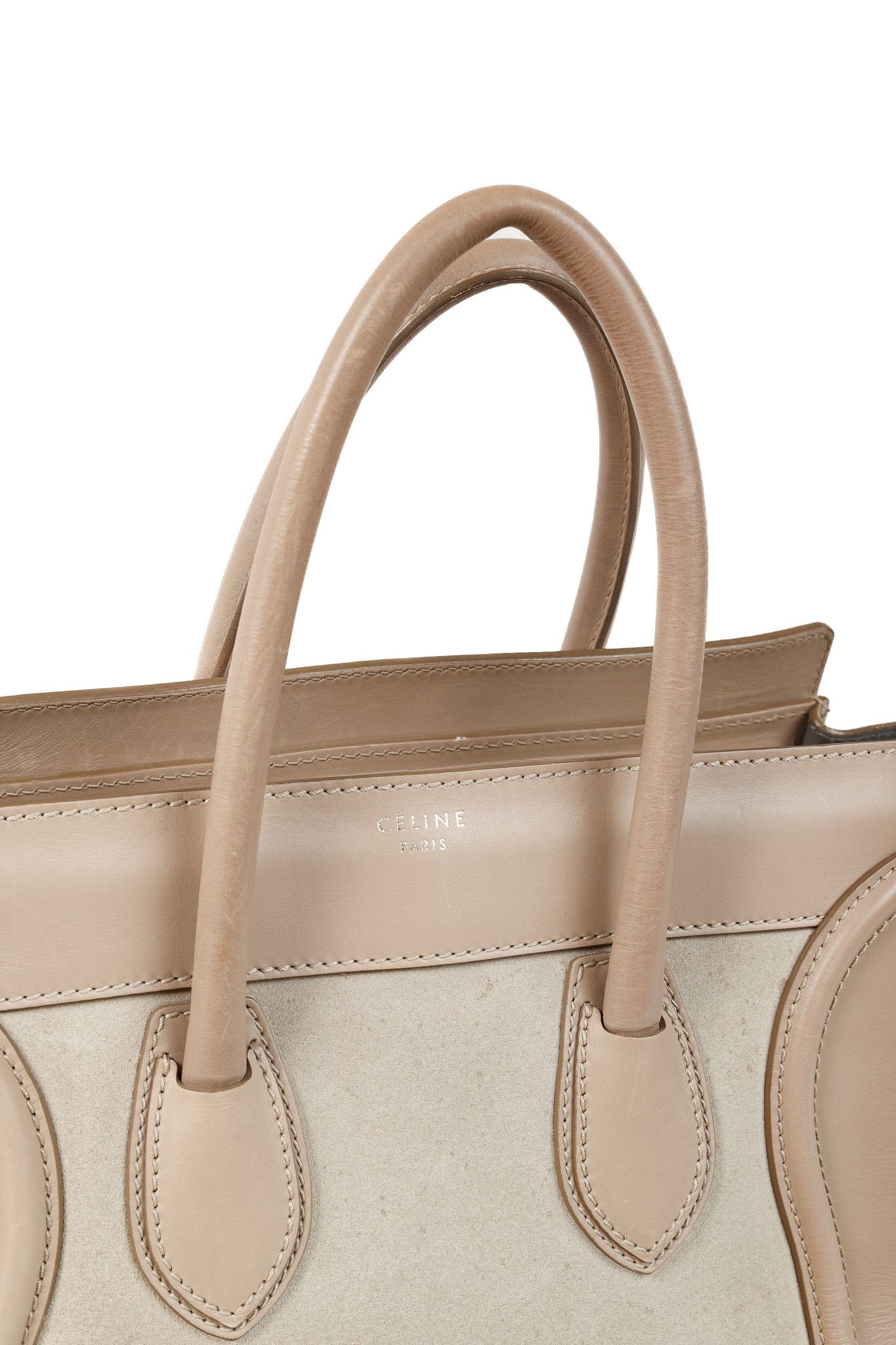 Celine Celine Mini Luggage Beige Top Handle Leather & Suede Bag Size ONE SIZE - 9 Thumbnail