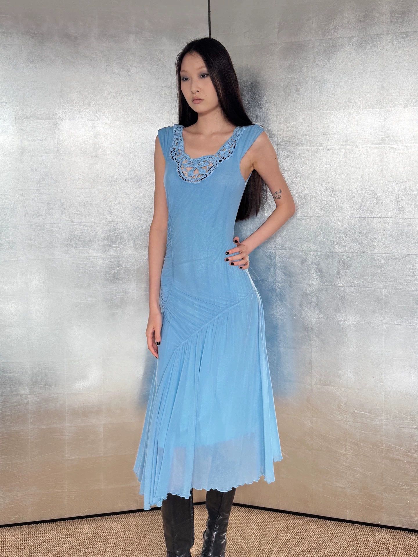 Vintage Vintage French Tulle Waist Tie Crochet 2L Dress Size XXL / US 16-18 / IT 52-54 - 1 Thumbnail