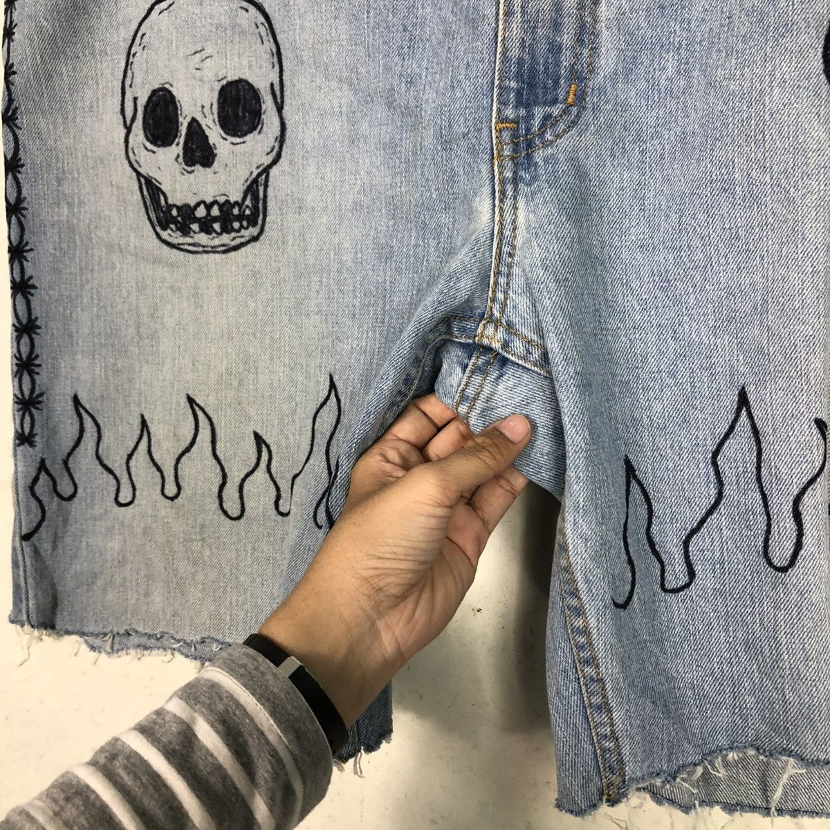 Vintage 🔥VINTAGE BIKER SHORT DENIM PANTS ARIZONA SKELETON DESIGN Size US 38 / EU 54 - 15 Thumbnail