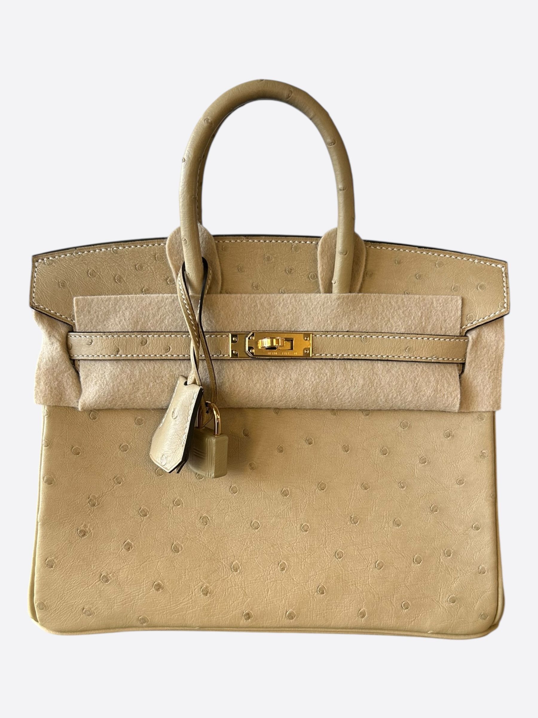 Hermes Hermes Sesame Ostrich & Gold Hardware Birkin 25 Size ONE SIZE - 1 Thumbnail