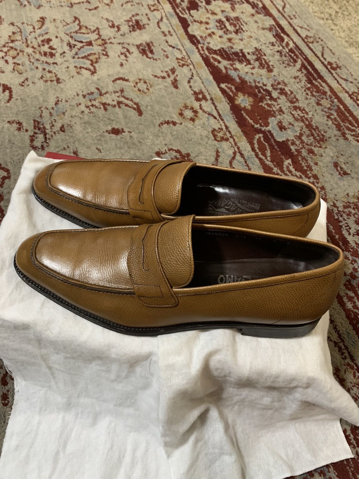 Salvatore Ferragamo Mardok Noce 5484 Pebble Grain calf dress loafers Size US 10 / EU 43 - 14 Thumbnail