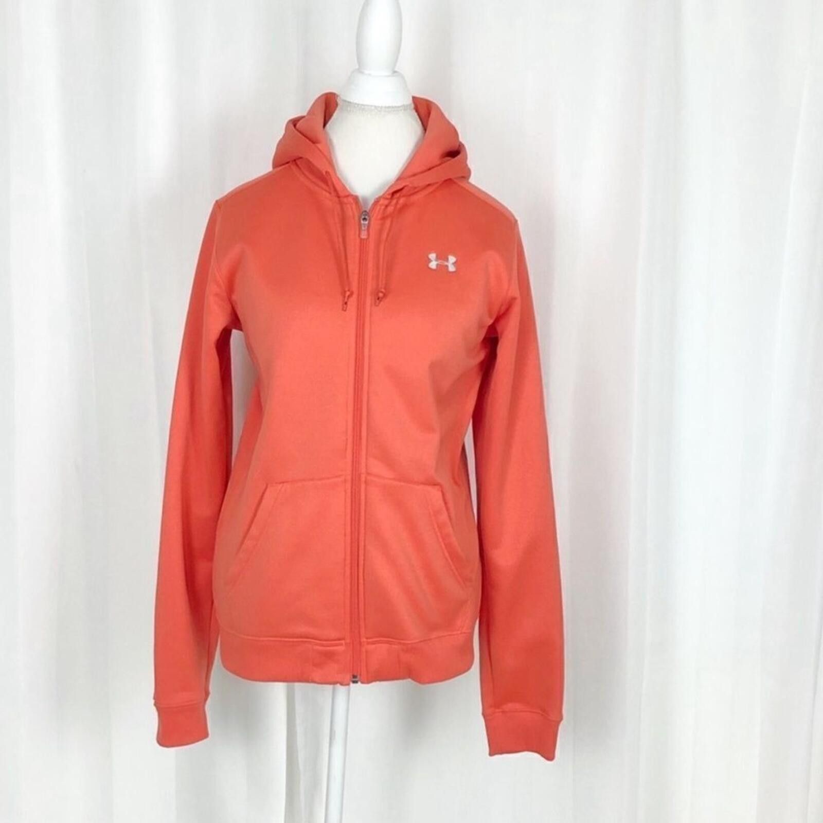 Under Armour Under Armour Orange Full-Zip Hoodie Sweatshirt Size M / US 6-8 / IT 42-44 - 7 Thumbnail