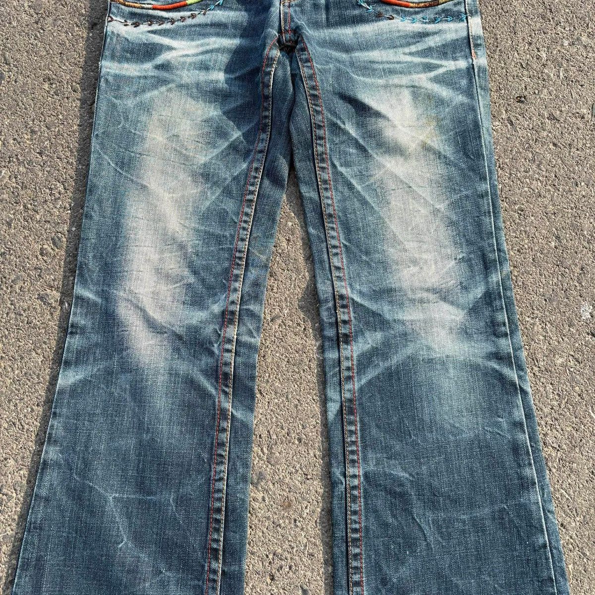 Tornado Mart ❌SOLD❌RIOBERA Flare Jeans Distressed Skull Button 30 Size US 30 / EU 46 - 16 Thumbnail