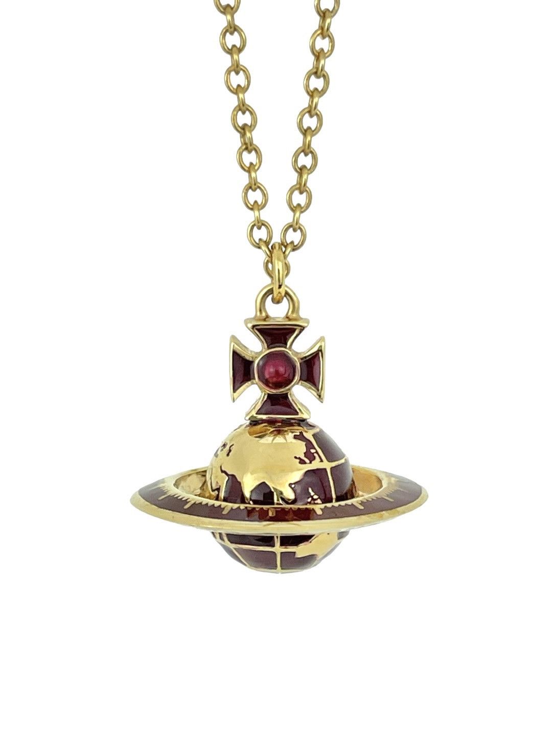 Pre-owned Vivienne Westwood 3d Globe Orb Necklace In Gold