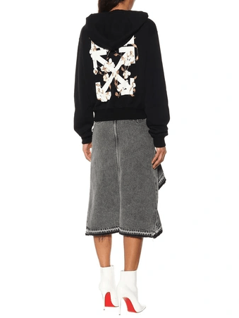 Off-White OFF-WHITE Logo Printed Cropped Sweatshirt Hoodie In Black Size S / US 4 / IT 40 - 4 Thumbnail