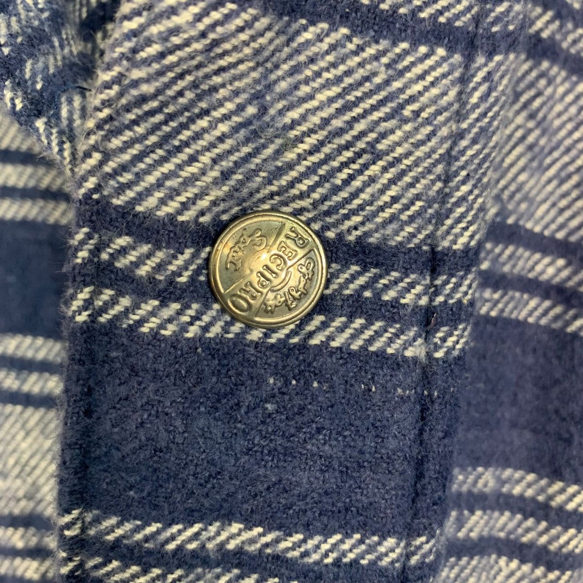 Vintage 90's RECIPRO Blue Stiped Flannel Jacket #2779-C125 Size US L / EU 52-54 / 3 - 8 Thumbnail