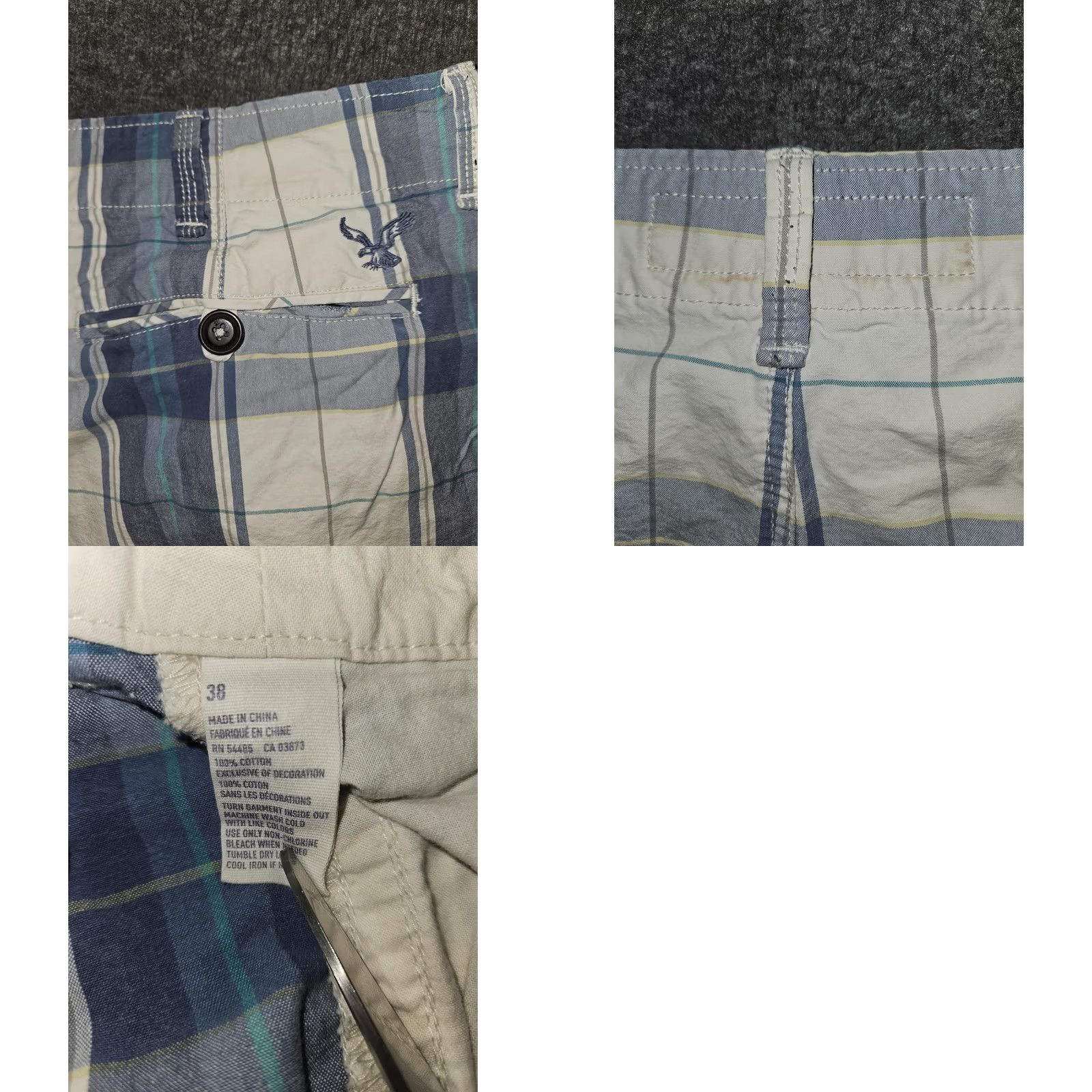 American Eagle Outfitters American Eagle Outfitters Longer Length Shorts Mens 38 Blue Plaid Cotton Casual Bermuda Shorts Mens 38 Blue Plaid Cotton Casual 90s Preppy Logo Pocket Size US 38 / EU 54 - 8 Thumbnail