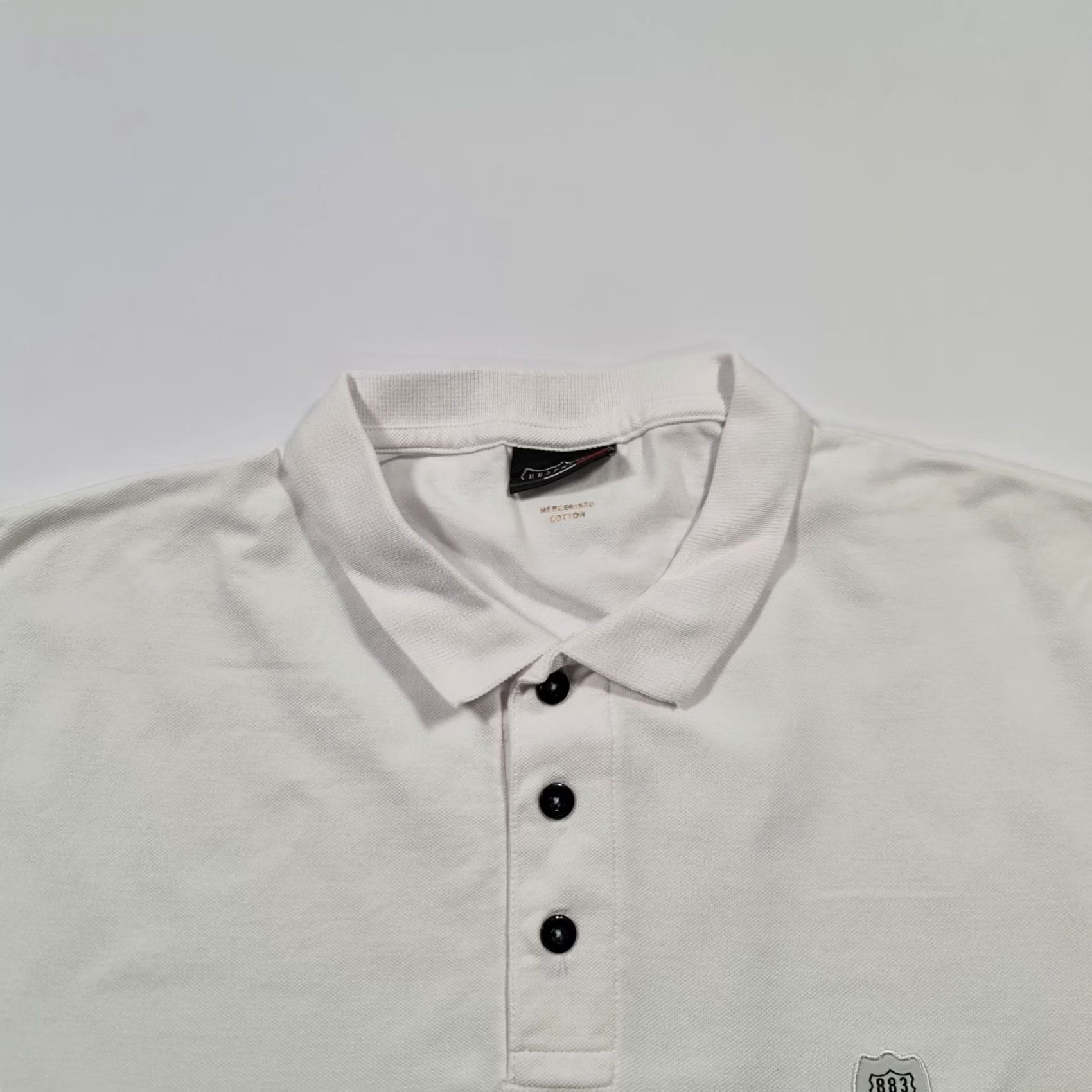 Vintage 883 Police Polo Shirt White XL Mens Short Sleeve Cotton Jersey Logo Embroidered Button Collar Golf Casual Top Size US XL / EU 56 / 4 - 2 Thumbnail