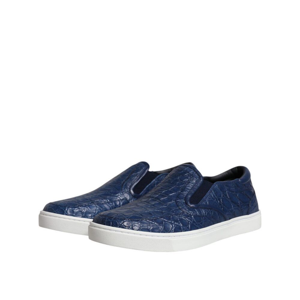 Dolce & Gabbana Dolce & Gabbana Blue Croc Exotic Leather Men Sneakers Shoes Size US 8 / EU 41 - 1 Thumbnail