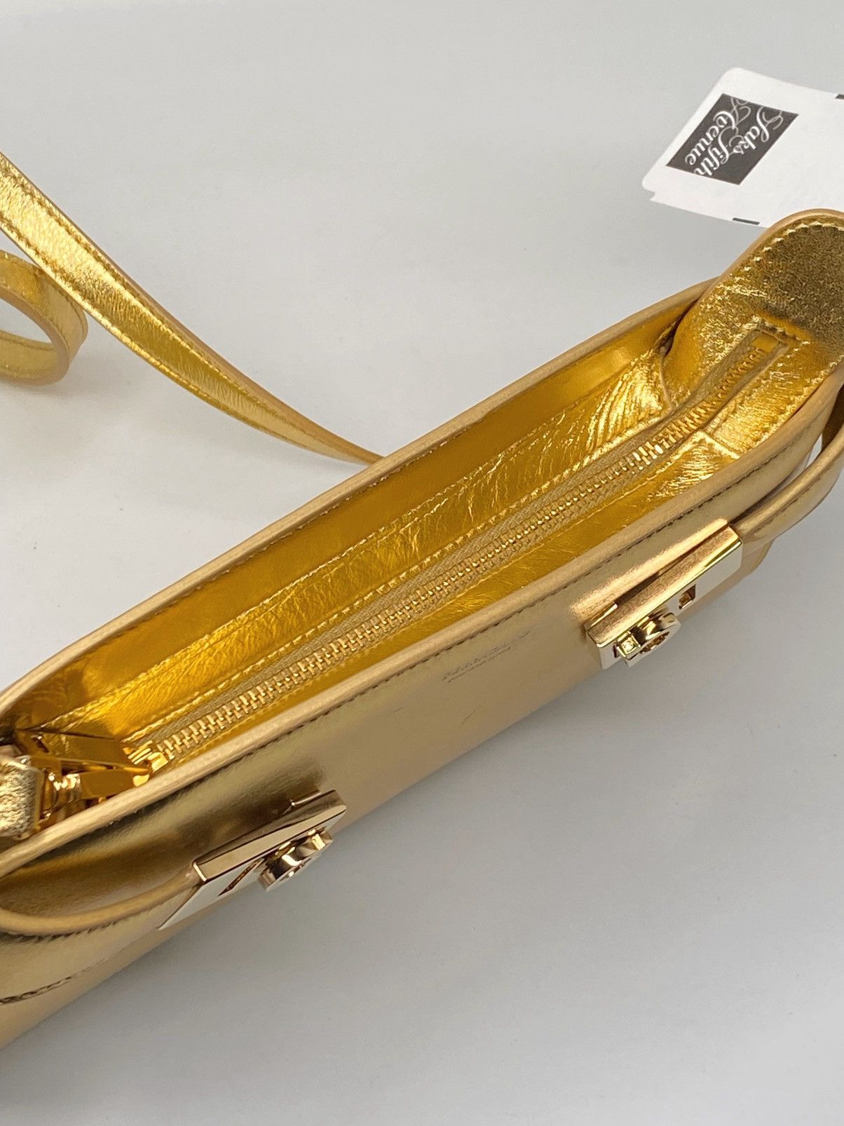 Salvatore Ferragamo Ferragamo Hug Metallic Leather Crossbody Bag Size ONE SIZE - 15 Thumbnail